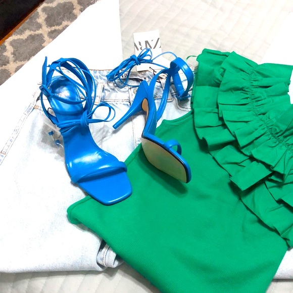 Zara heeled leather tie sandals - Picture 6 of 15